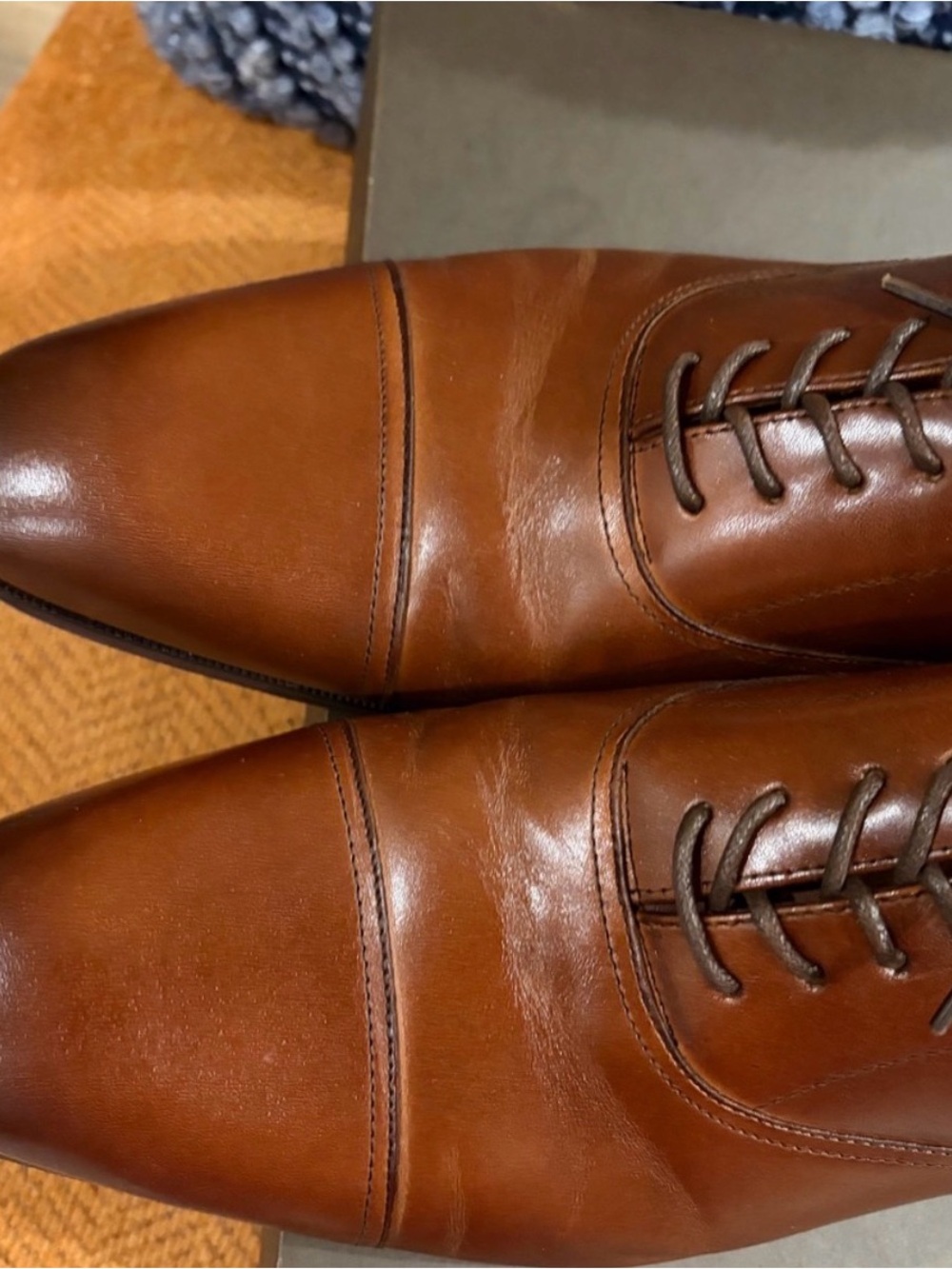Florsheim Carino Cap-Toe Oxfords in Scotch Brown Leather - Like New & Beautiful! - Picture 4 of 8
